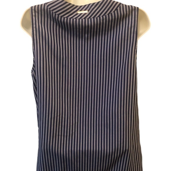 Michael Michael Kors Striped Nautical Blouse Sz. M Lace Up Sleeveless Blue - Picture 3 of 6